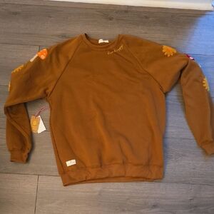 Simply Southern Brown Crewneck Sweater with Embroidery